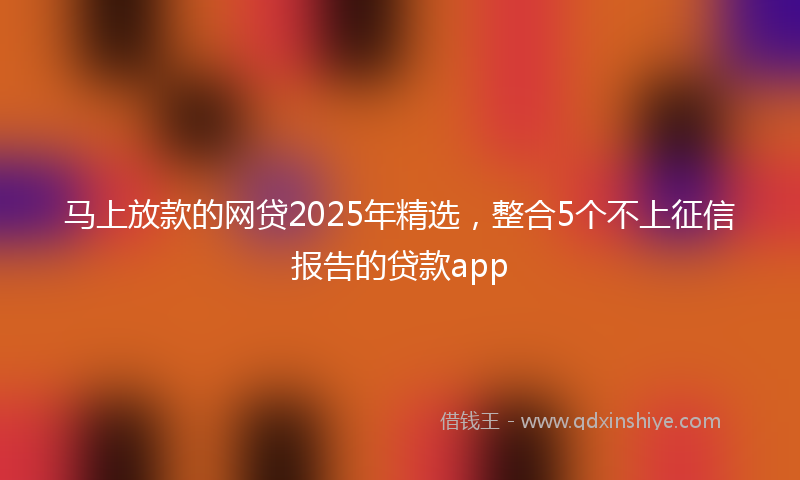 马上放款的网贷2025年精选，整合5个不上征信报告的贷款app