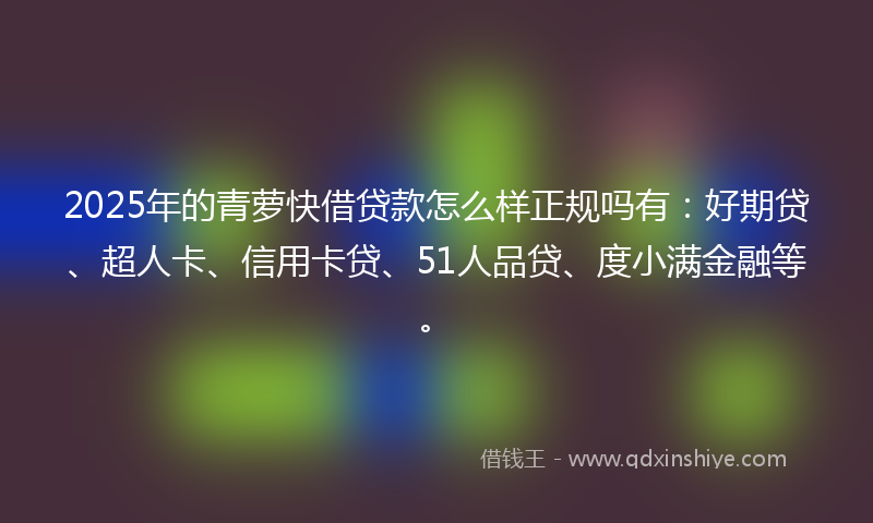 2025年的青萝快借贷款怎么样正规吗有：好期贷、超人卡、信用卡贷、51人品贷、度小满金融等。