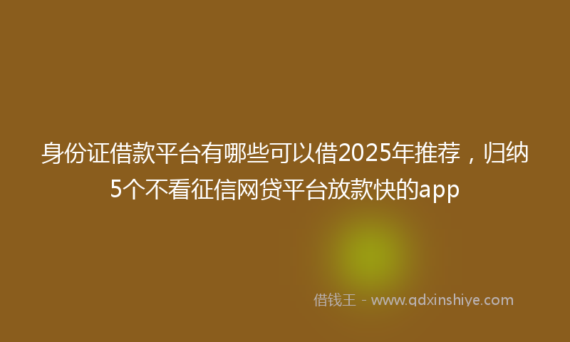 身份证借款平台有哪些可以借2025年推荐，归纳5个不看征信网贷平台放款快的app