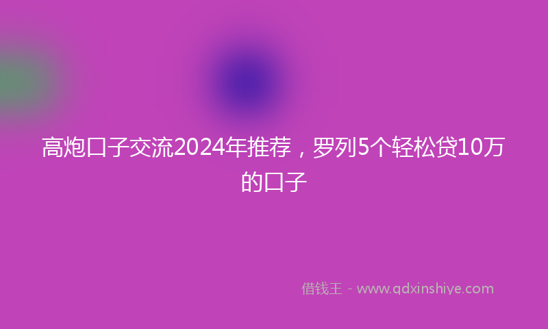 高炮口子交流2024年推荐，罗列5个轻松贷10万的口子