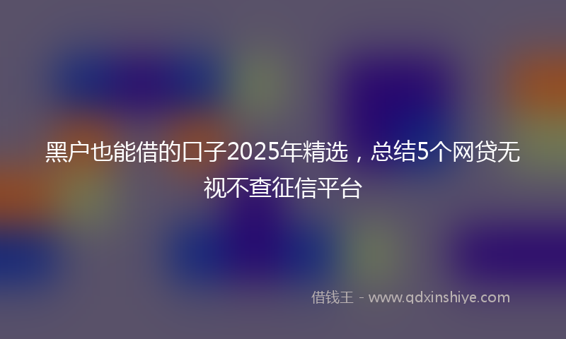黑户也能借的口子2025年精选，总结5个网贷无视不查征信平台