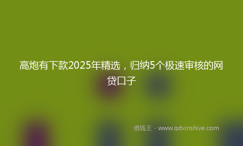 高炮有下款2025年精选，归纳5个极速审核的网贷口子