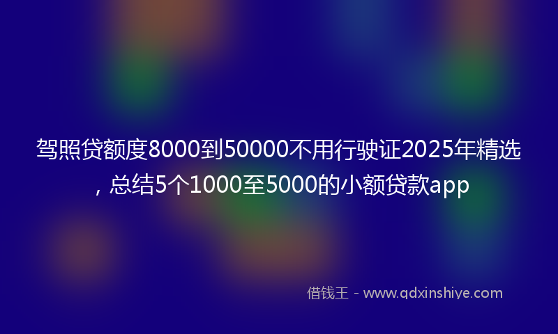 驾照贷额度8000到50000不用行驶证2025年精选，总结5个1000至5000的小额贷款app