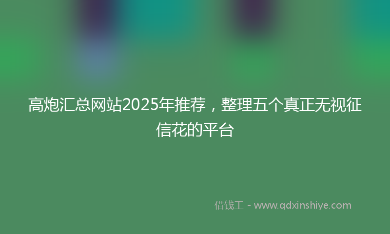 高炮汇总网站2025年推荐，整理五个真正无视征信花的平台