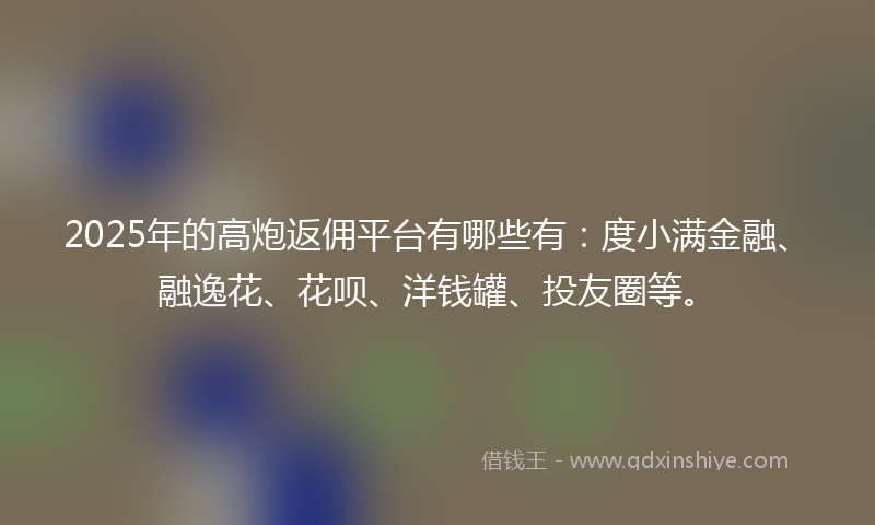 2025年的高炮返佣平台有哪些有：度小满金融、融逸花、花呗、洋钱罐、投友圈等。