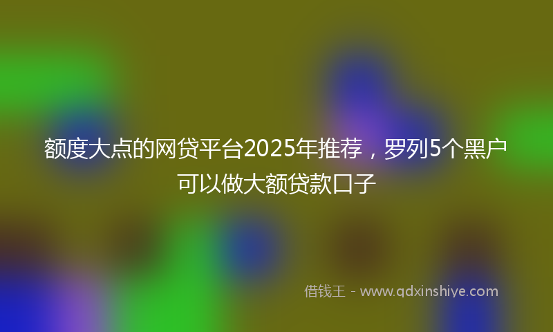额度大点的网贷平台2025年推荐，罗列5个黑户可以做大额贷款口子
