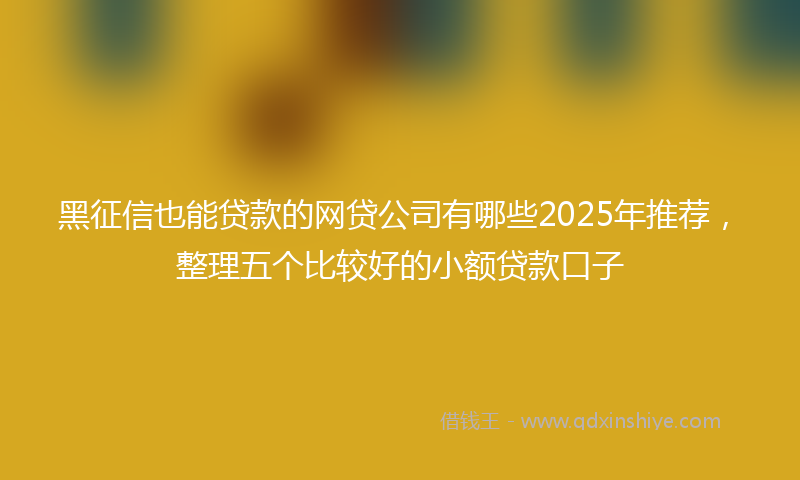 黑征信也能贷款的网贷公司有哪些2025年推荐，整理五个比较好的小额贷款口子