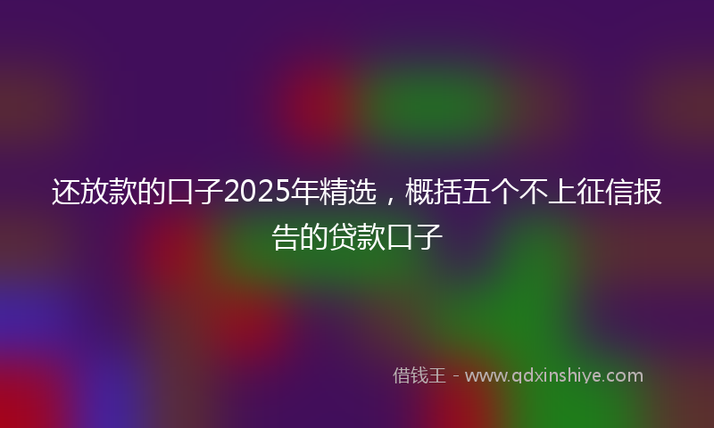 还放款的口子2025年精选，概括五个不上征信报告的贷款口子