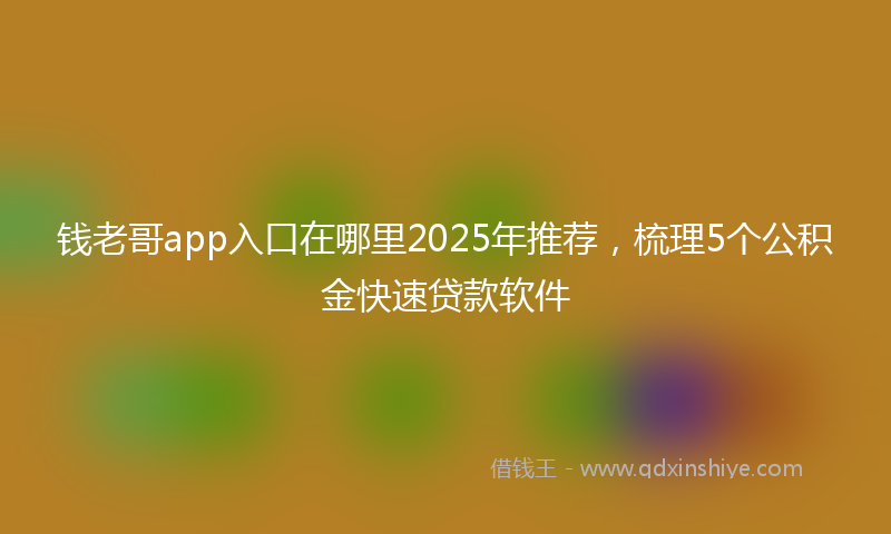钱老哥app入口在哪里2025年推荐，梳理5个公积金快速贷款软件