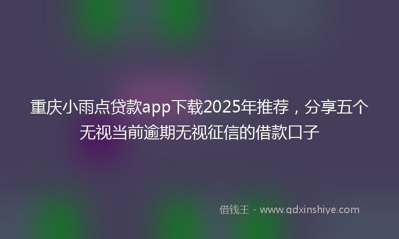 重庆小雨点贷款app下载2025年推荐，分享五个无视当前逾期无视征信的借款口子