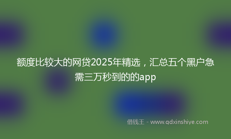 额度比较大的网贷2025年精选，汇总五个黑户急需三万秒到的的app