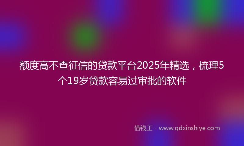 额度高不查征信的贷款平台2025年精选，梳理5个19岁贷款容易过审批的软件