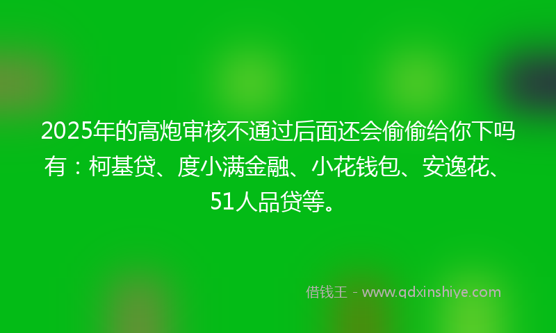 2025年的高炮审核不通过后面还会偷偷给你下吗有：柯基贷、度小满金融、小花钱包、安逸花、51人品贷等。