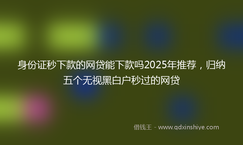 身份证秒下款的网贷能下款吗2025年推荐，归纳五个无视黑白户秒过的网贷