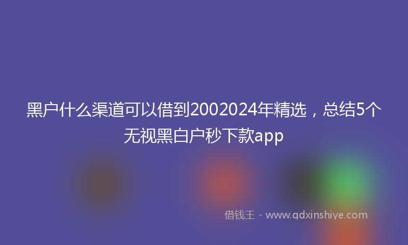 黑户什么渠道可以借到2002024年精选，总结5个无视黑白户秒下款app