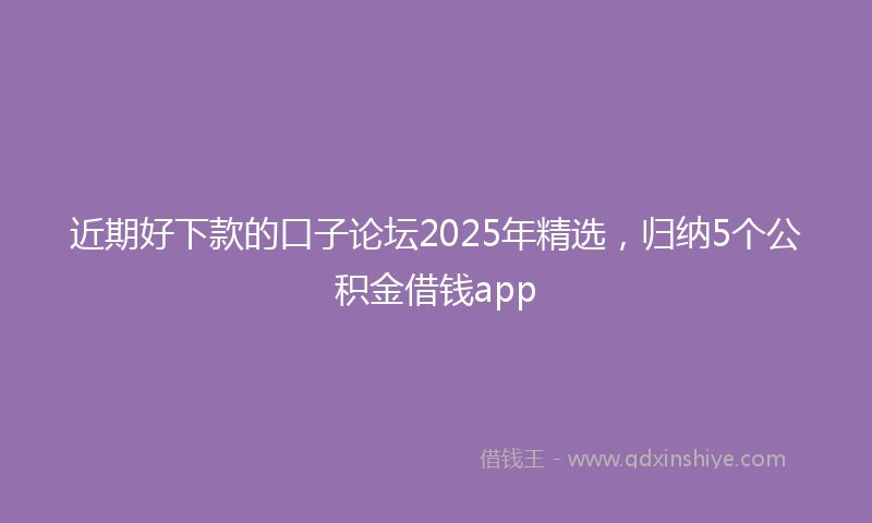近期好下款的口子论坛2025年精选，归纳5个公积金借钱app