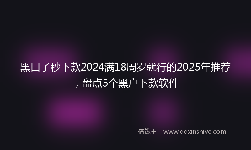 黑口子秒下款2024满18周岁就行的2025年推荐，盘点5个黑户下款软件