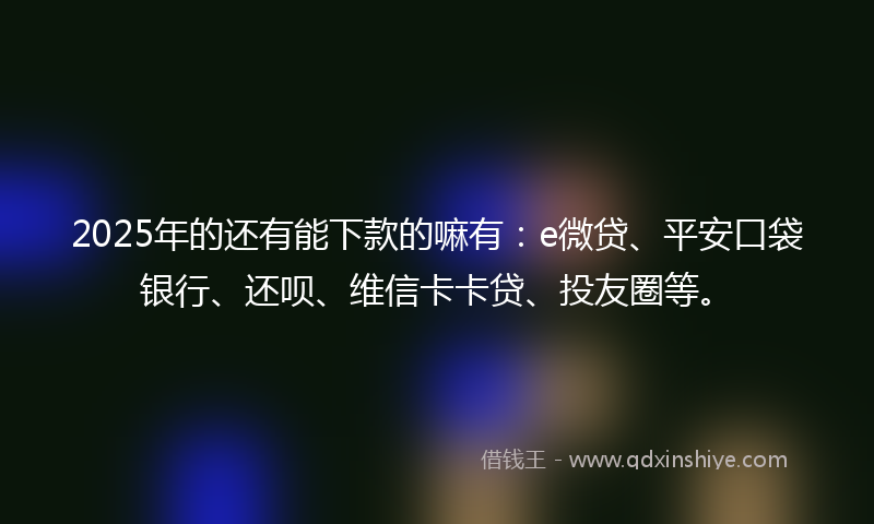 2025年的还有能下款的嘛有：e微贷、平安口袋银行、还呗、维信卡卡贷、投友圈等。