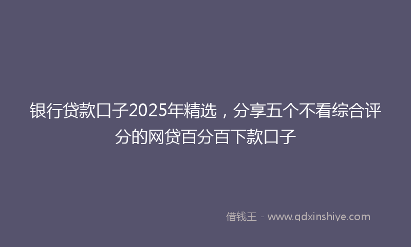 银行贷款口子2025年精选，分享五个不看综合评分的网贷百分百下款口子