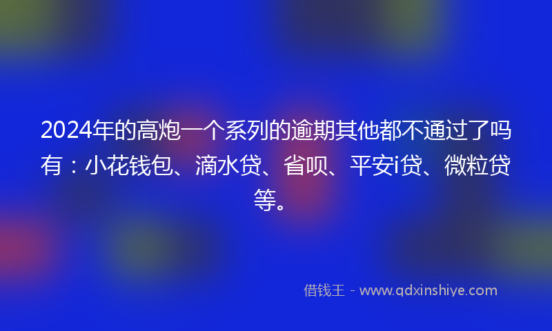 2024年的高炮一个系列的逾期其他都不通过了吗有：小花钱包、滴水贷、省呗、平安i贷、微粒贷等。