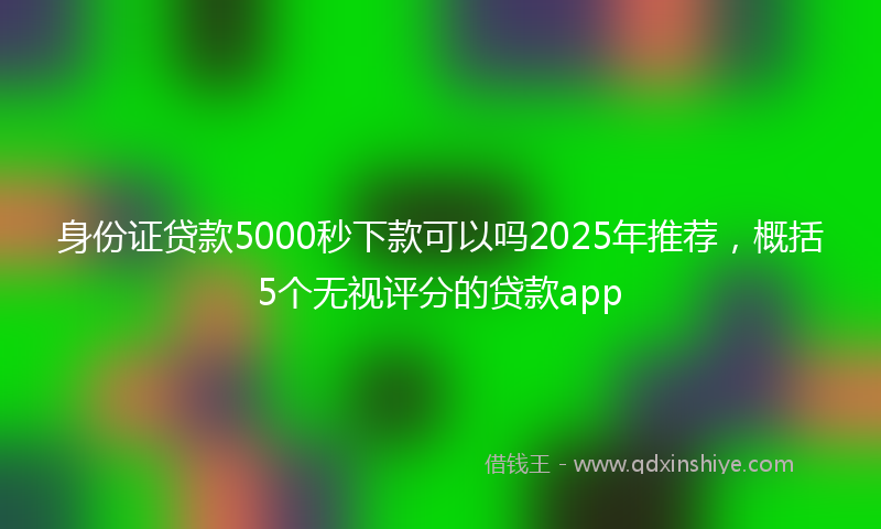 身份证贷款5000秒下款可以吗2025年推荐，概括5个无视评分的贷款app