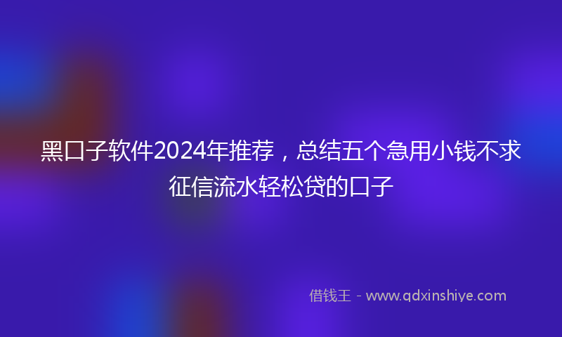 黑口子软件2024年推荐，总结五个急用小钱不求征信流水轻松贷的口子