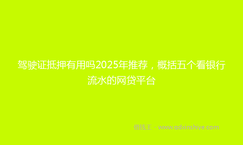 驾驶证抵押有用吗2025年推荐，概括五个看银行流水的网贷平台