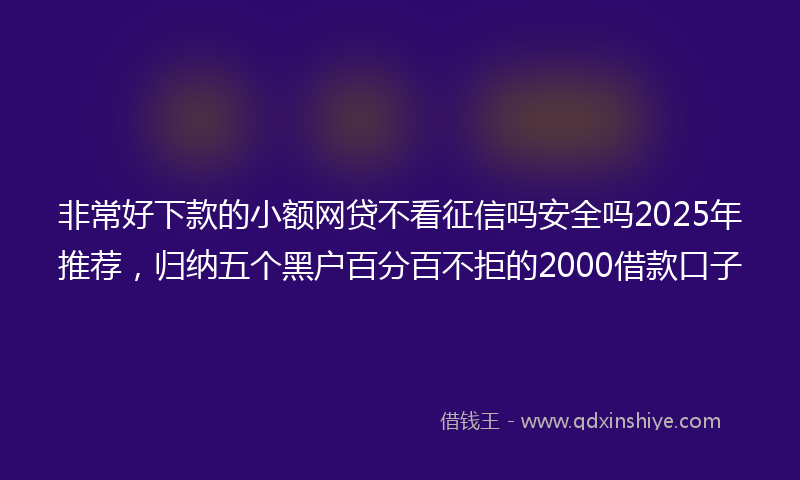 非常好下款的小额网贷不看征信吗安全吗2025年推荐，归纳五个黑户百分百不拒的2000借款口子