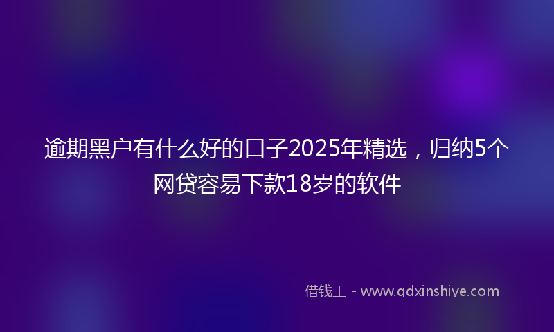 逾期黑户有什么好的口子2025年精选，归纳5个网贷容易下款18岁的软件