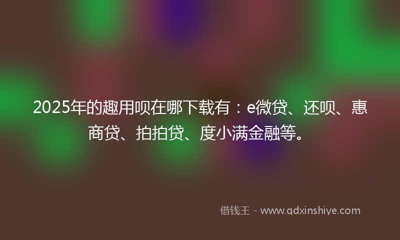 2025年的趣用呗在哪下载有：e微贷、还呗、惠商贷、拍拍贷、度小满金融等。