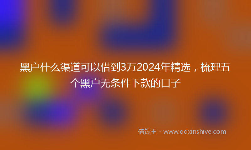 黑户什么渠道可以借到3万2024年精选，梳理五个黑户无条件下款的口子