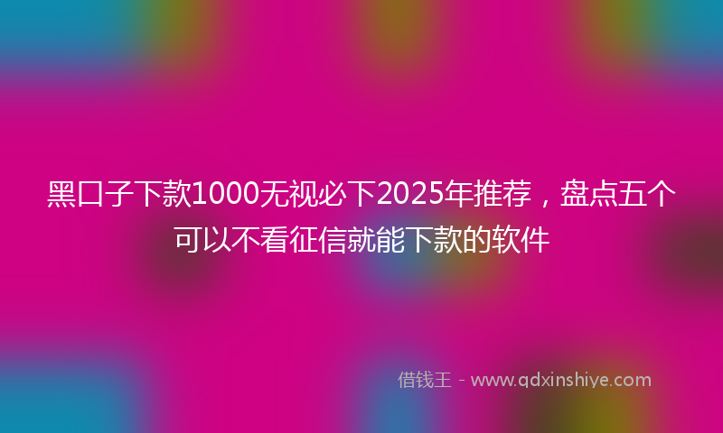 黑口子下款1000无视必下2025年推荐，盘点五个可以不看征信就能下款的软件