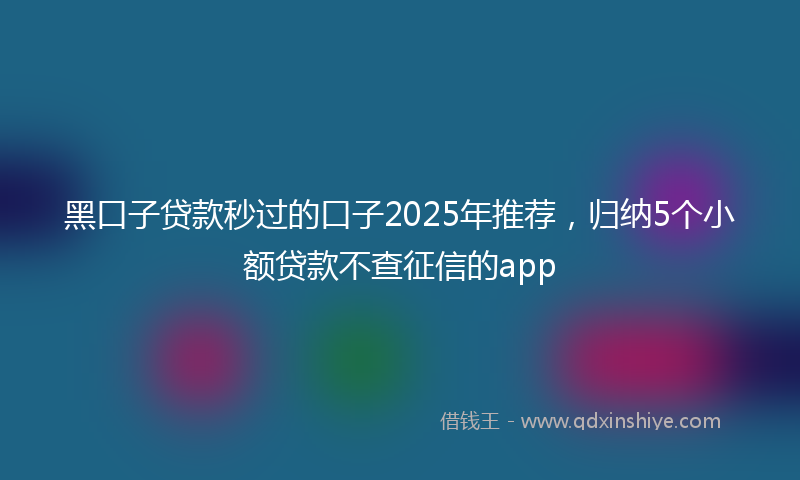 黑口子贷款秒过的口子2025年推荐，归纳5个小额贷款不查征信的app