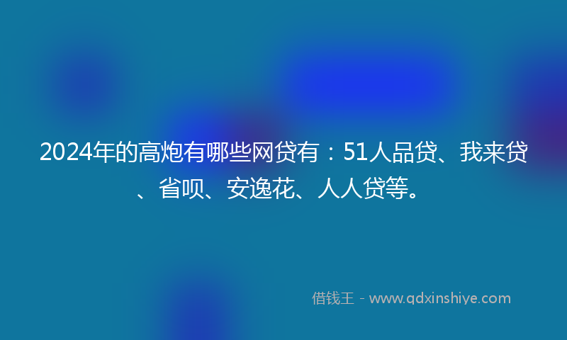 2024年的高炮有哪些网贷有：51人品贷、我来贷、省呗、安逸花、人人贷等。