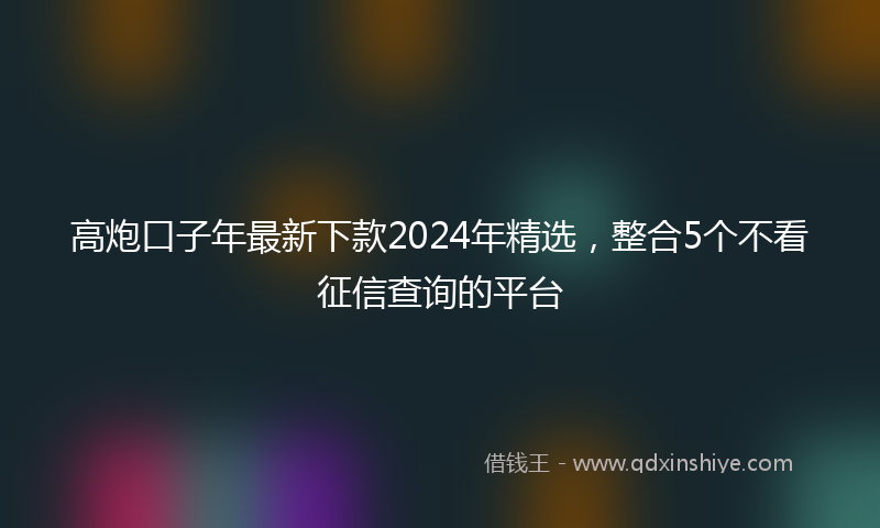 高炮口子年最新下款2024年精选，整合5个不看征信查询的平台
