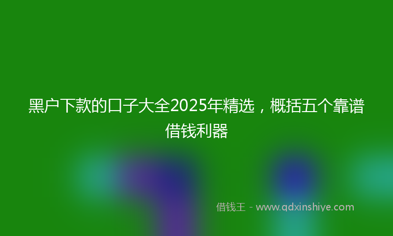 黑户下款的口子大全2025年精选，概括五个靠谱借钱利器
