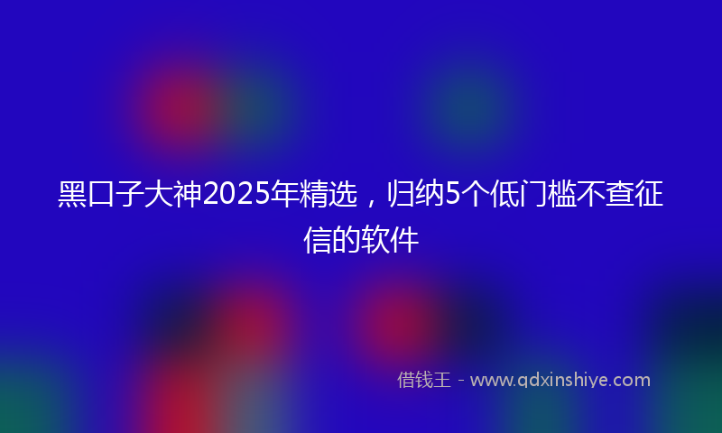 黑口子大神2025年精选，归纳5个低门槛不查征信的软件