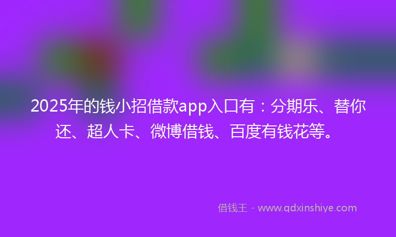 2025年的钱小招借款app入口有：分期乐、替你还、超人卡、微博借钱、百度有钱花等。