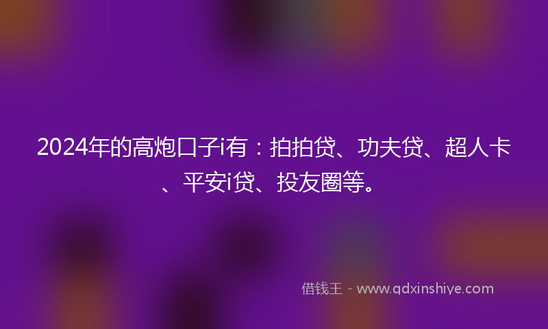 2024年的高炮口子i有：拍拍贷、功夫贷、超人卡、平安i贷、投友圈等。
