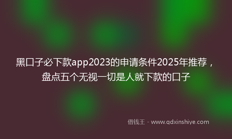 黑口子必下款app2023的申请条件2025年推荐，盘点五个无视一切是人就下款的口子