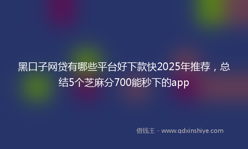 黑口子网贷有哪些平台好下款快2025年推荐，总结5个芝麻分700能秒下的app