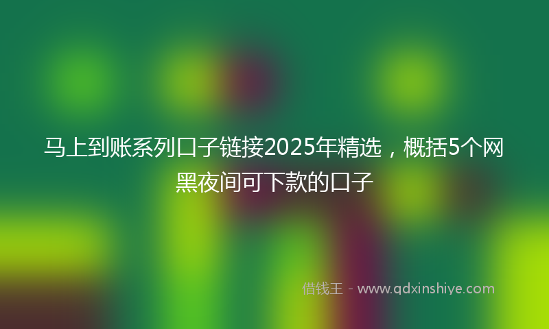马上到账系列口子链接2025年精选，概括5个网黑夜间可下款的口子