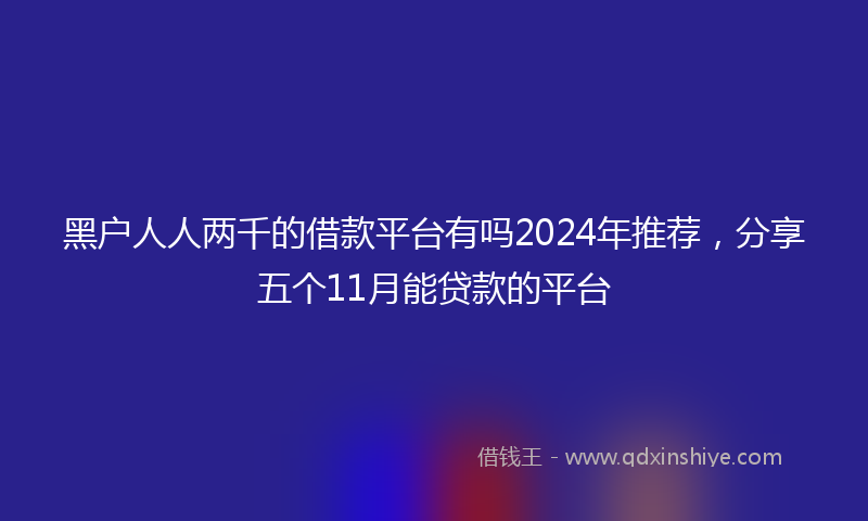 黑户人人两千的借款平台有吗2024年推荐，分享五个11月能贷款的平台