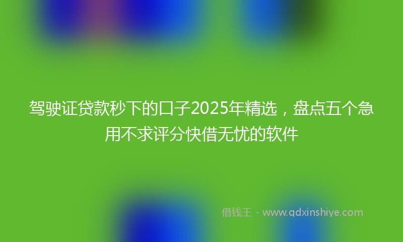 驾驶证贷款秒下的口子2025年精选，盘点五个急用不求评分快借无忧的软件