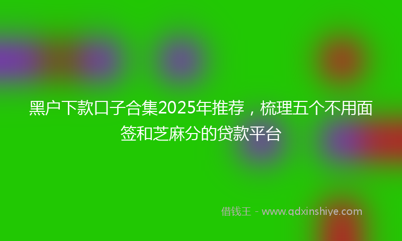 黑户下款口子合集2025年推荐，梳理五个不用面签和芝麻分的贷款平台