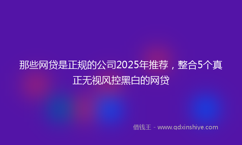 那些网贷是正规的公司2025年推荐，整合5个真正无视风控黑白的网贷