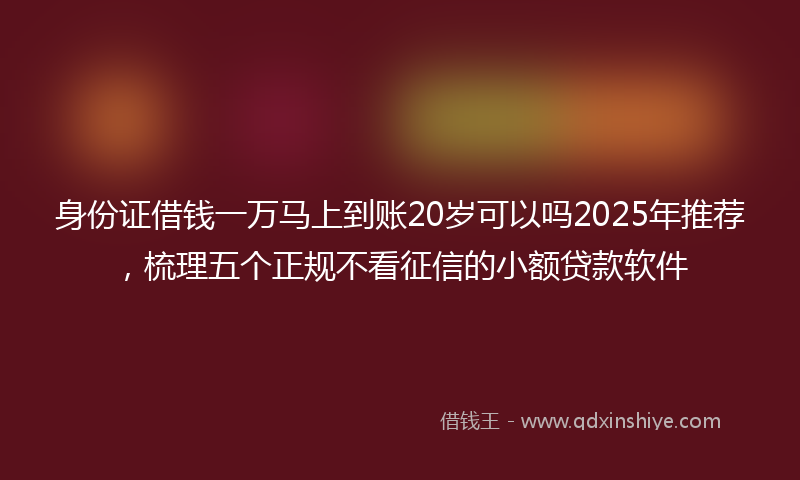 身份证借钱一万马上到账20岁可以吗2025年推荐，梳理五个正规不看征信的小额贷款软件