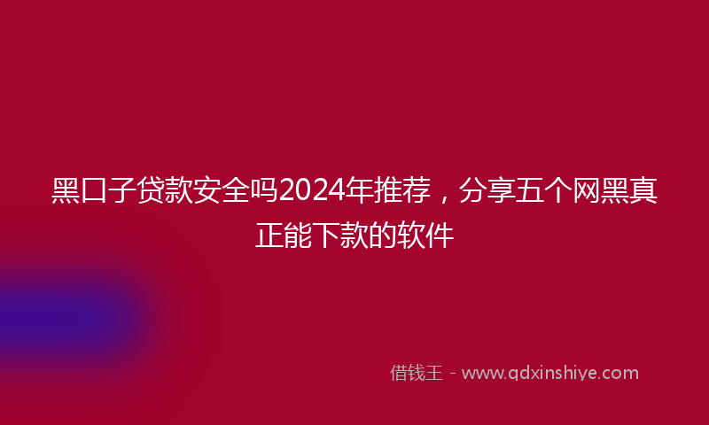 黑口子贷款安全吗2024年推荐，分享五个网黑真正能下款的软件