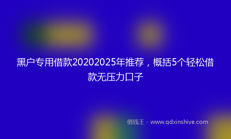 黑户专用借款20202025年推荐，概括5个轻松借款无压力口子