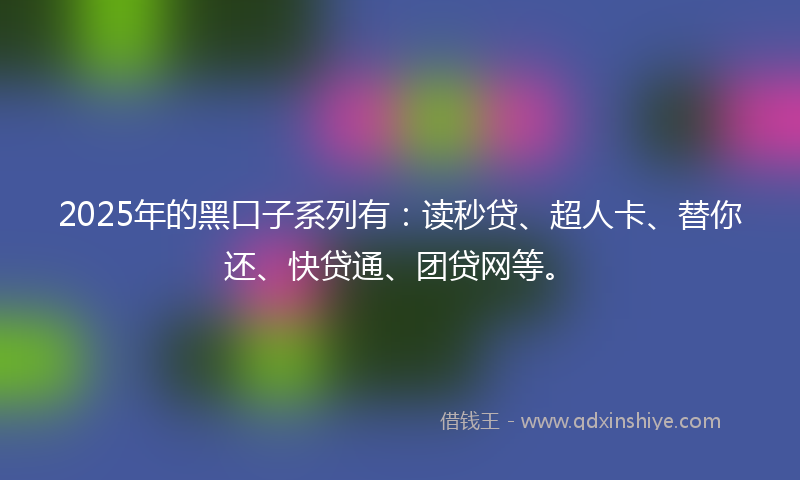 2025年的黑口子系列有：读秒贷、超人卡、替你还、快贷通、团贷网等。